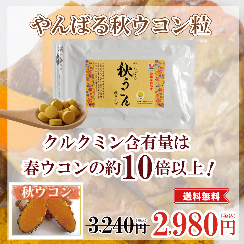 やんばる秋ウコン粒サプリメントタイプ】農薬を一切使わず栽培 